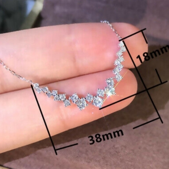 Diamond Cluster Curved Bar Necklace - Picture 8 of 9